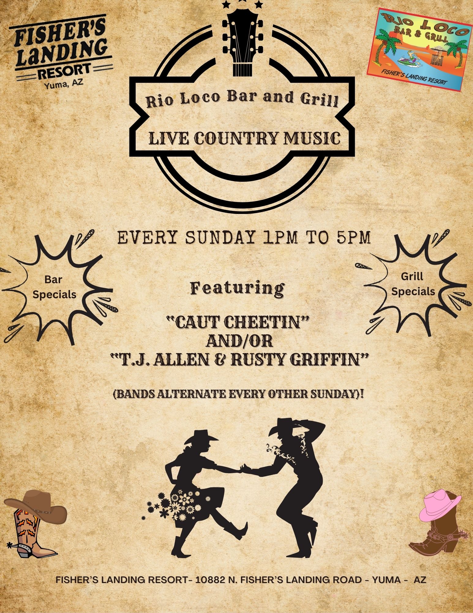 Rio Loco Bar and Grill - Sunday Band Flyer